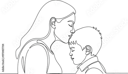 A tender moment between a woman and a young boy sharing a loving embrace