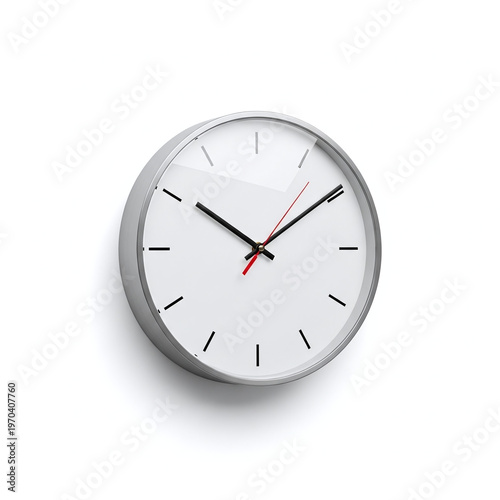 Minimalist wall clock isolated on white background