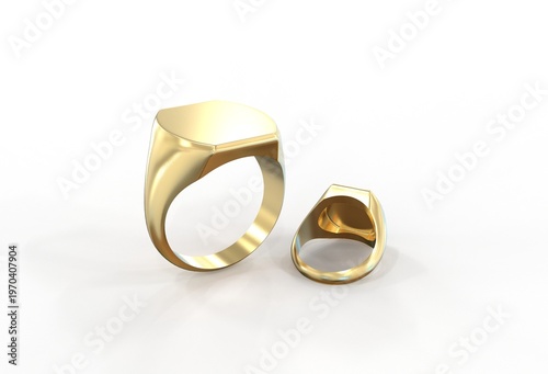 3D illustration of Signet ring on white background