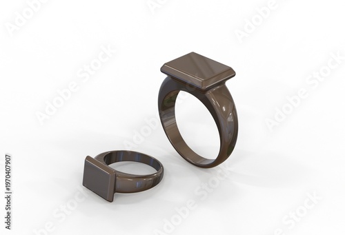 3D illustration of Signet ring on white background