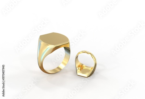 3D illustration of Signet ring on white background