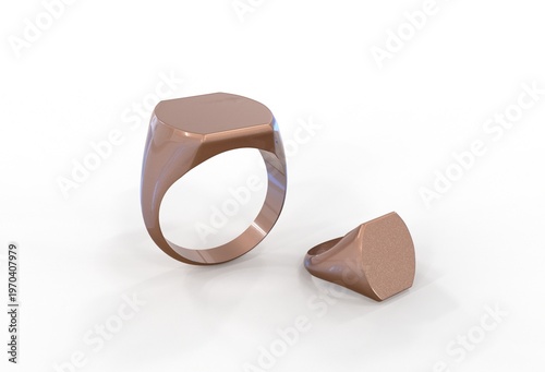 3D illustration of Signet ring on white background