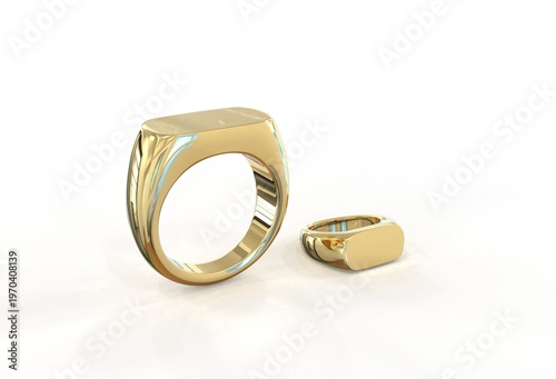 3D illustration of Signet ring on white background