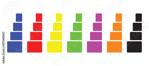 Solid Color Growth Stages Icon Set, Minimal Business Progress Vector Collection on White Background