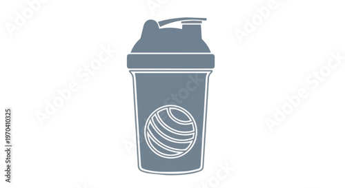 A minimalist vector illustration of a gray shaker bottle with a white logo on a plain background