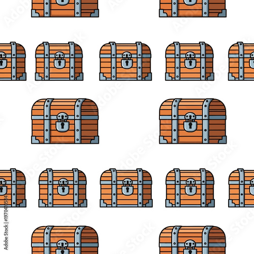 Pixel Art Treasure Chests Seamless Pattern.