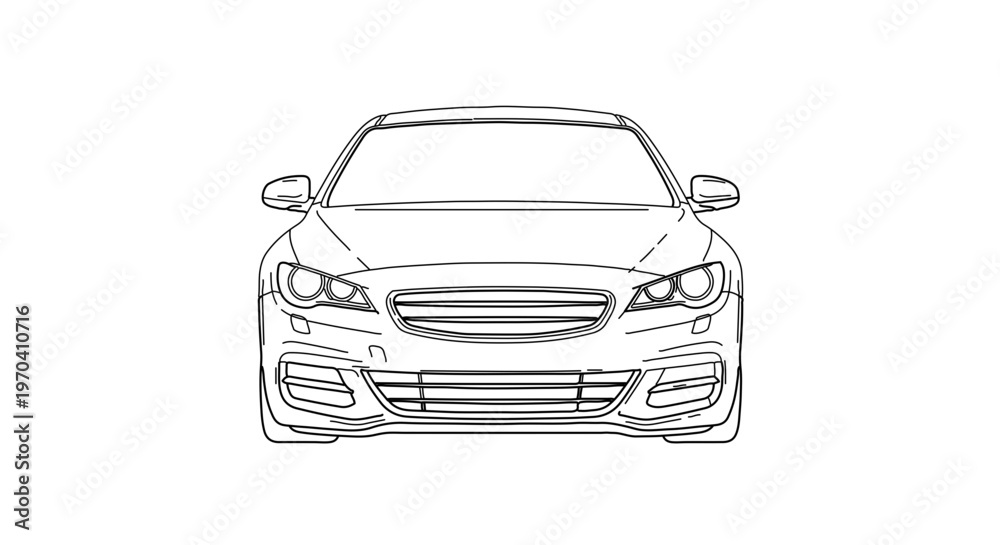Obraz premium A minimalist line art illustration of a car front view in a simple and modern design style