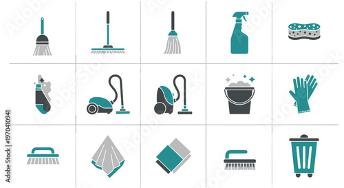 Essential Cleaning Tools and Equipment Icons: Maintain a Tidy and Hygienic Space