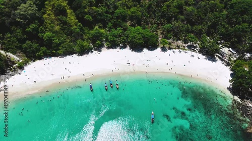 Stunning Freedom Beach in Thailand, Phuket. Drone video, aerial view.