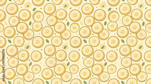 A seamless pattern of lemons and green leaves on a light background