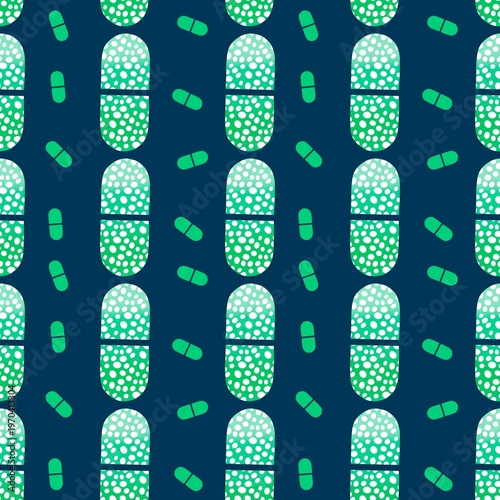 Medicine seamless pills pattern for wrapping paper and doctor clothes and packaging and medical accessories