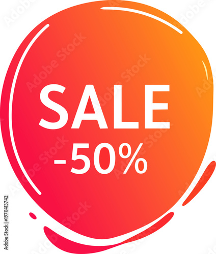  Icono circular con gradiente y texto de descuento en estilo moderno.
