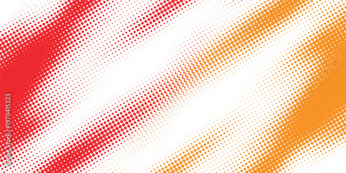 Abstract colorful halftone diagonal pattern, red and orange dotted stripes, vibrant pop art background, modern geometric texture, dynamic digital design composition