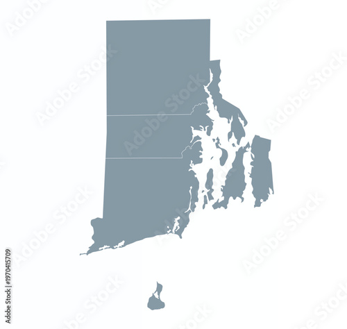 Map of Rhode island state with counties borders