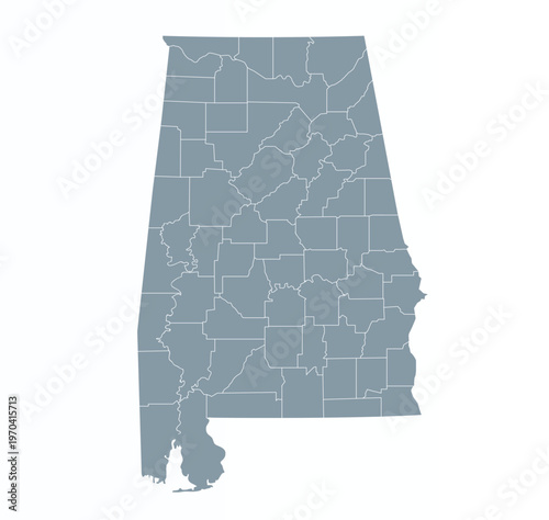 Map of Alabama state with counties borders	