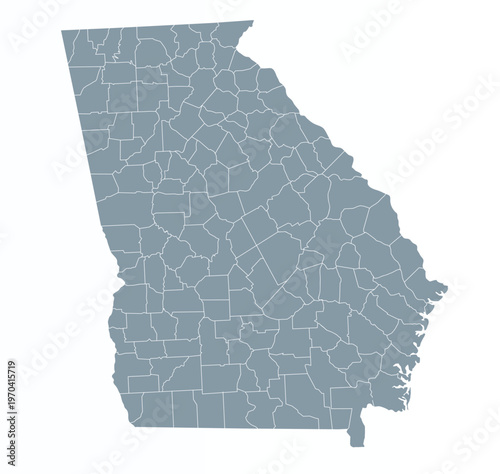 Map of Georgia state with counties borders	