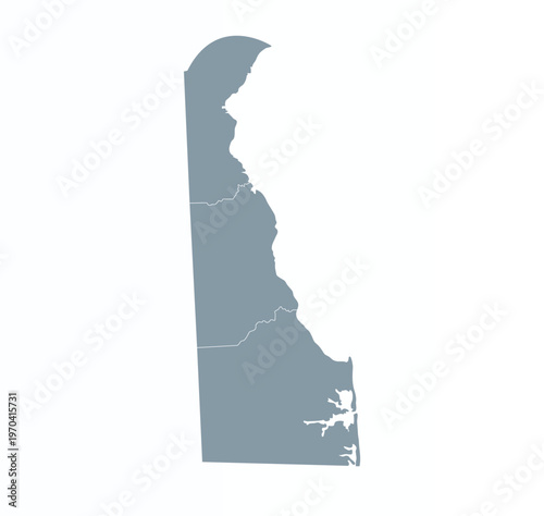 Map of Delaware state with counties borders