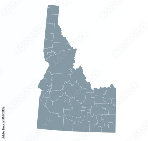 Map of Idaho state with counties borders