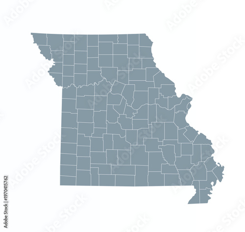 Map of Missouri state with counties borders