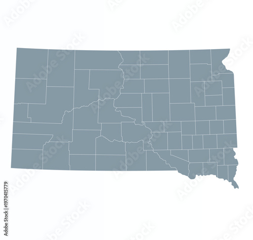 Map of South Dakota state with counties borders	