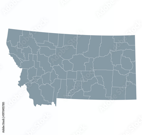 Map of Montana state with counties borders	