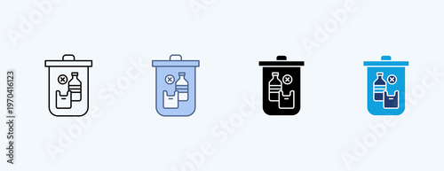 Plastic Reduction Multiple Icon Illustration Vector