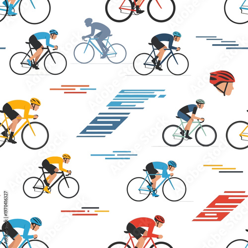 Cyclists Competing in a Bicycle Race on a White Background.