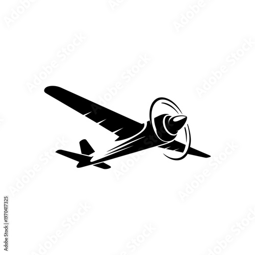 Silhouette Vector Propeller Plane Icon Design