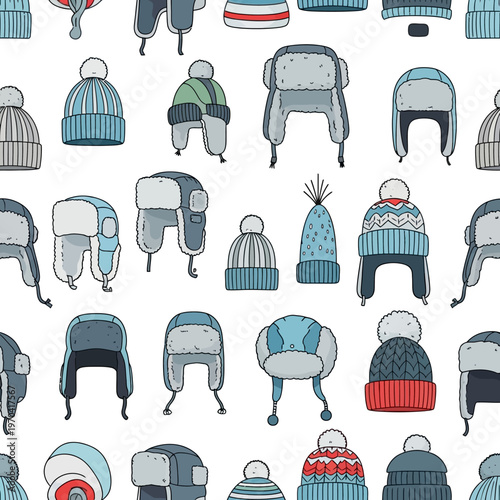 Collection of Winter Hats and Beanies for Cold Weather.