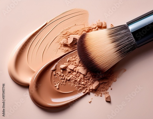 liquid foundations makeup brush swatches and face powder