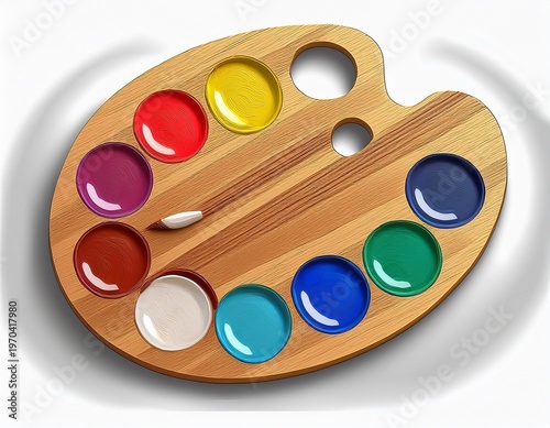 wooden artist palette watercolor palette oil paint palette creative board paint holder mixed colors art gear white background image