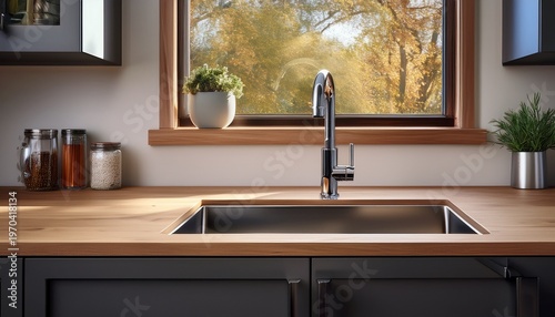 sleek undermount kitchen sink with a touchless faucet