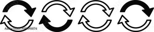 A series of four circular arrow icons displaying alternating black and white rotation patterns Vector