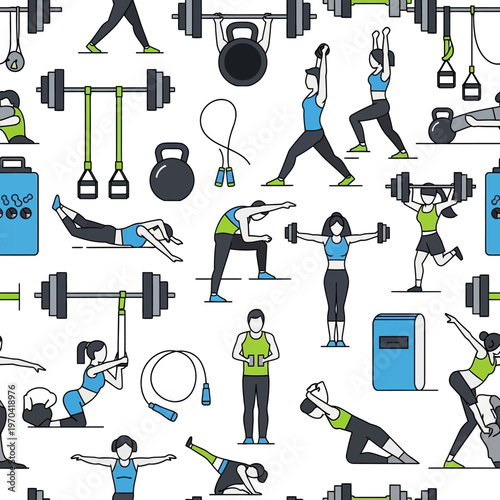 Fitness and Exercise Routine Illustration.