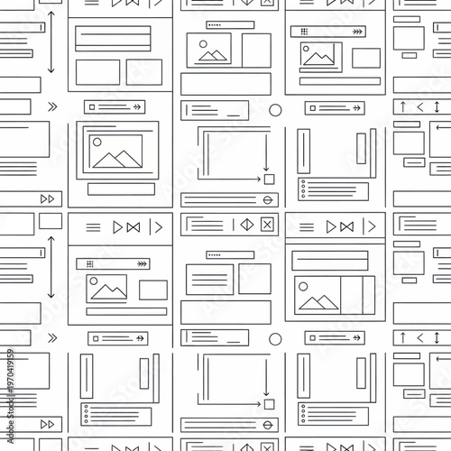 Website Wireframe and UI Design Elements Pattern.