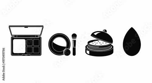 Makeup Icons Set Black Silhouette Isolated on White Background