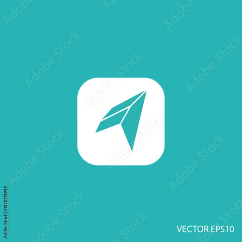 Modern abstract geometric paper airplane icon design.