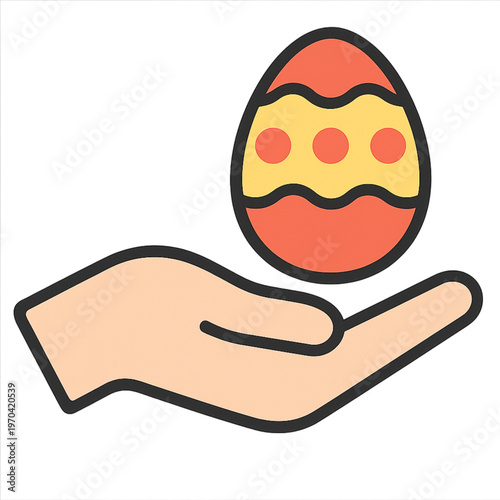 Hand Offering Decorated Easter Egg Icon