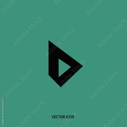 Geometric Black Play Button Icon on Teal Background.