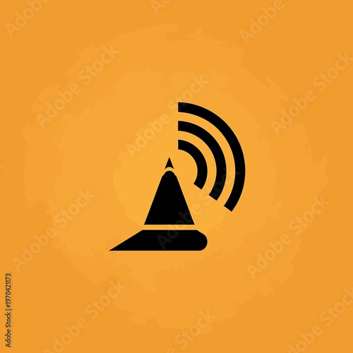 Black cone shape with radiating signal waves.