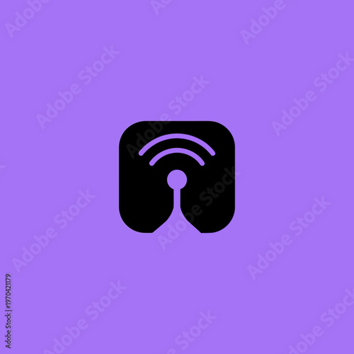 Abstract Black Icon Representing Wireless Signal Transmission.