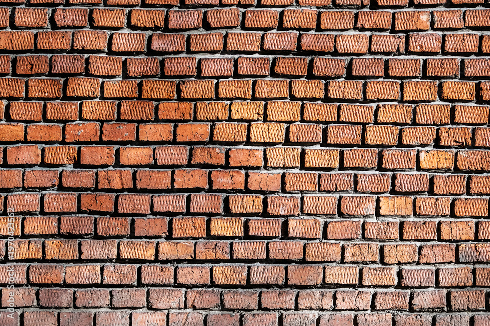 Fototapeta premium Textured Red Brick Wall Background Design