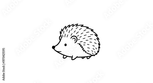 Cute Hedgehog Vector Illustration - Minimalist Black and White Line Art Cartoon Character for Kids Coloring Book and Design