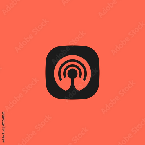 Podcast Icon Symbol Representing Audio Broadcast and Communication.