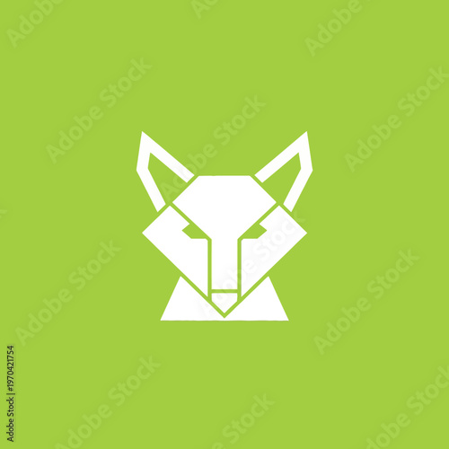 Geometric Fox Head Logo Design White Outline.
