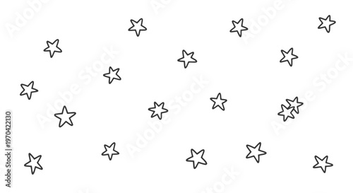 Hand-drawn stars vector illustration scattered doodle pattern on white background