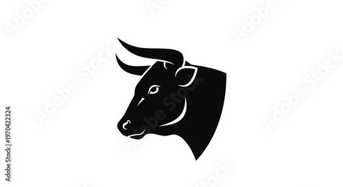 Bull Head Vector Illustration - Stylized Black Silhouette Profile of a Bull for Mascot or Logo Design