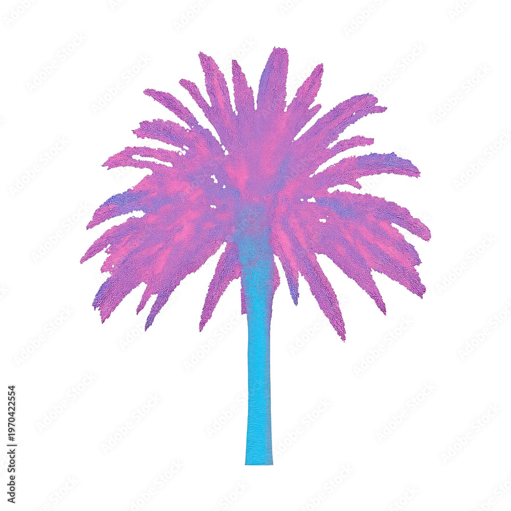 Fototapeta premium PNG Vibrant pink palm tree illustration.