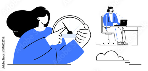 Productivity concept. Productivity features improvement with goal tracking and work focus. Productivity highlighted through efficient task management. For business, tech solutions, self-improvement