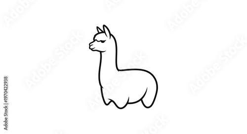 Minimalist Alpaca Line Art Vector Illustration, Cute Llama Outline Drawing for Logo and Graphic Design, Isolated Black and White Animal Icon